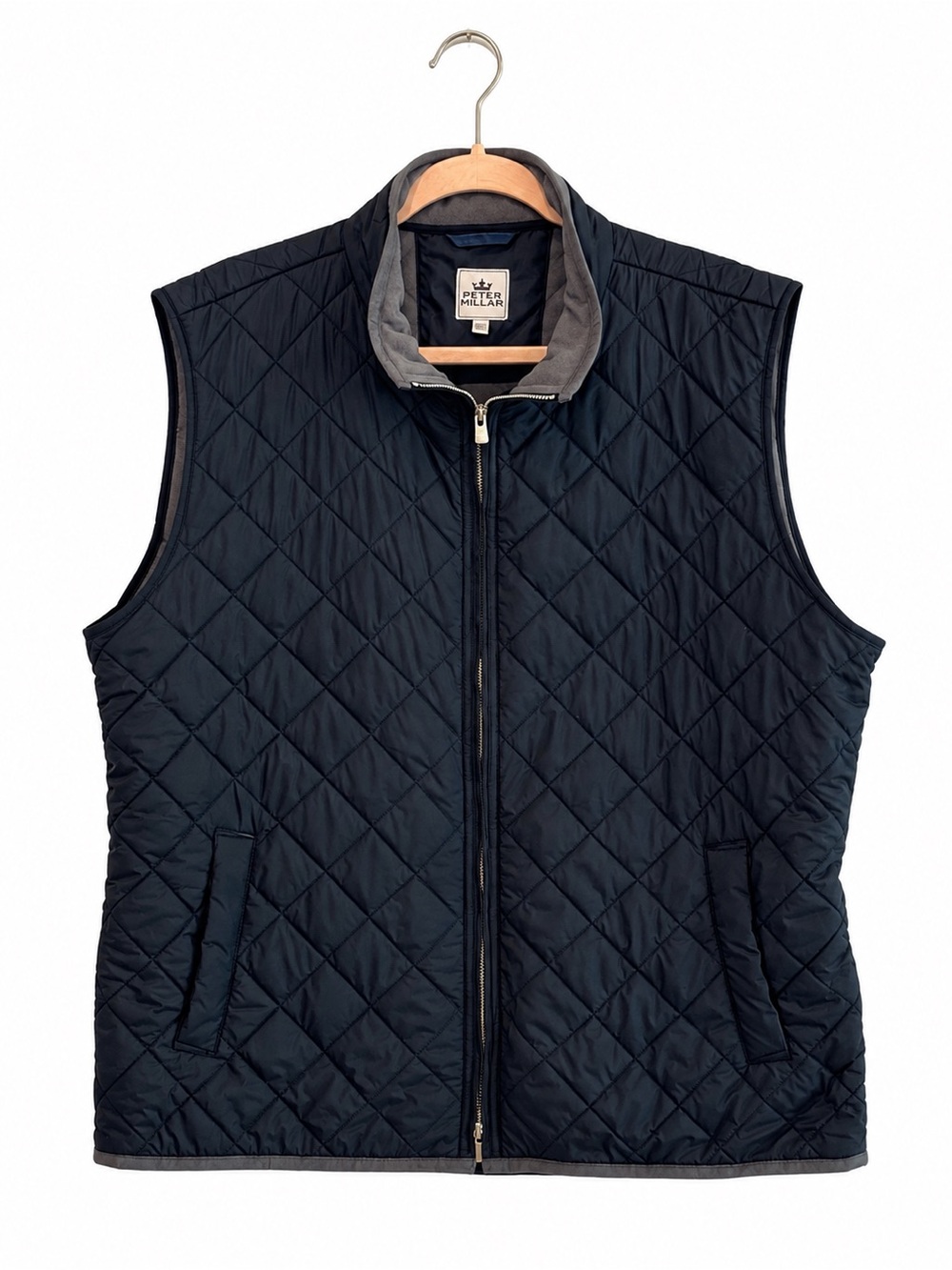 Peter Millar Essex Men’s XL Charcoal Gray Quilted Fleece Lined Vest